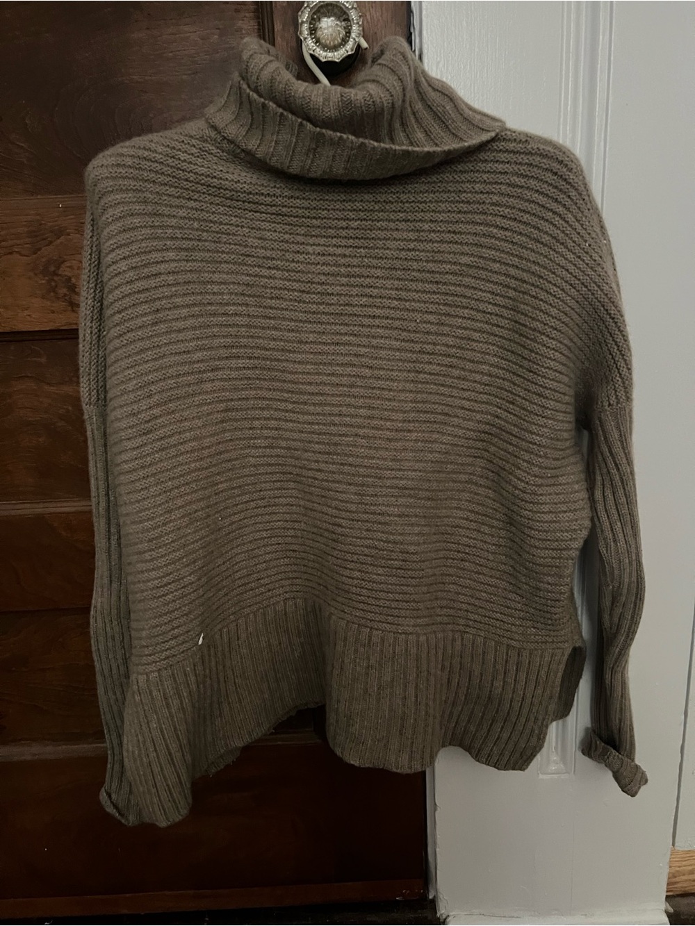 Autumn Cashmere Ribbed Turtleneck Sweater - Taupe